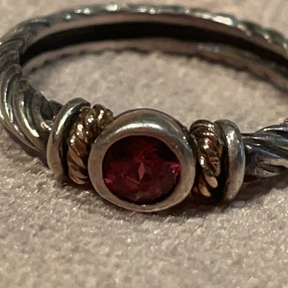Kabana Garnet Stackable 14 Karat Gold & 925 Sterling Silver Ring